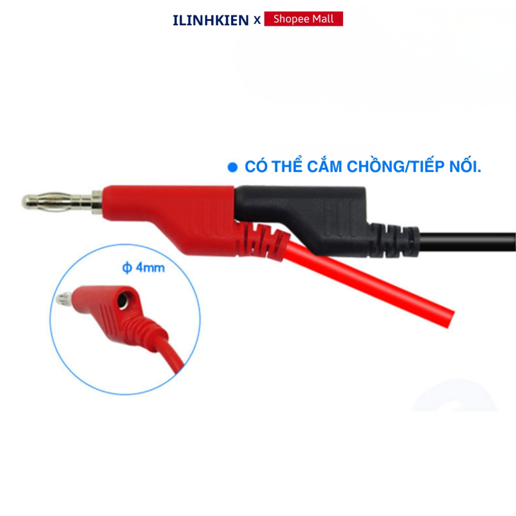 Dây bắp chuối 2 đầu 4mm dài 1 mét chất liệu silicon mềm dẻo chất lượng cao chính hãng ilinhkien