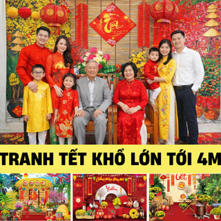 300 Mẫu Tranh Tết Trang Trí Phông Nền Lễ Tết, Backdrop Phông Nền Bẳng Vải Cavas Cao Cấp 2026 TET15 - BEEKIDS
