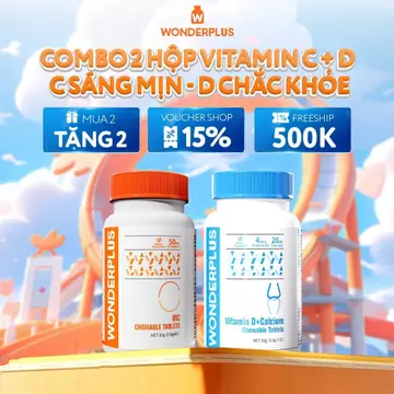 [COMBO vitamin C + D Canxi] Viên Nhai Bổ Sung Vitamin Wonderplus (60 viên/hộp) -vitamin tổng hợp cho bé-vitamin tổng hợp