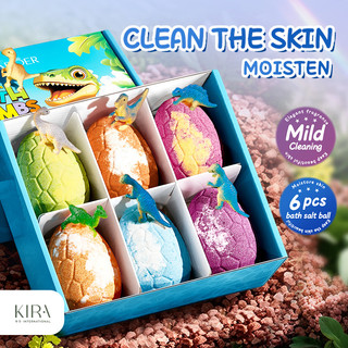 Set bóng muối tắm trứng khủng long SADOER, muối tắm làm sạch dịu nhẹ, an toàn thân thiện với da, quà tặng dễ thương.