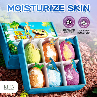 Set bóng muối tắm trứng khủng long SADOER, muối tắm làm sạch dịu nhẹ, an toàn thân thiện với da, quà tặng dễ thương.