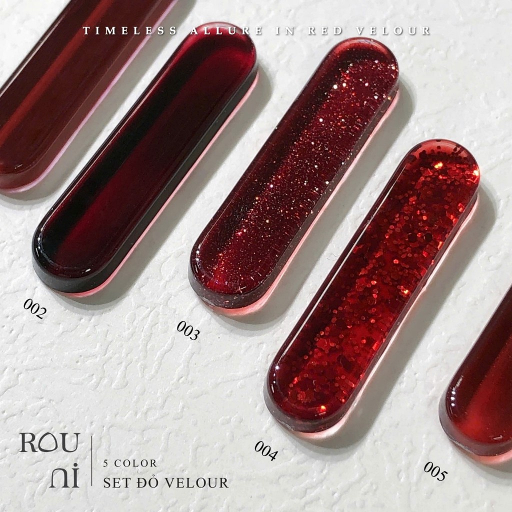 Set sơn gel 5 màu đỏ, màu nhũ đỏ lấp lánh, mắt mèo đỏ, màu đỏ rượu chuyên dụng cho tiệm nail