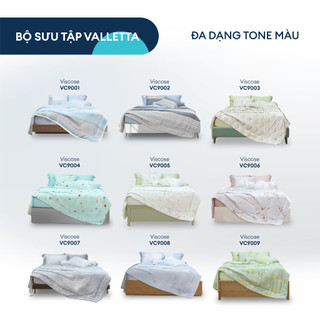 [MÁT LẠNH] Bộ 5 Món Drap, Áo Gối Và Mền Chần NIN Valletta Viscose Mẫu 2025 | Nhiều Kích Thước | Chất Lụa Mềm Mịn Cao Cấp