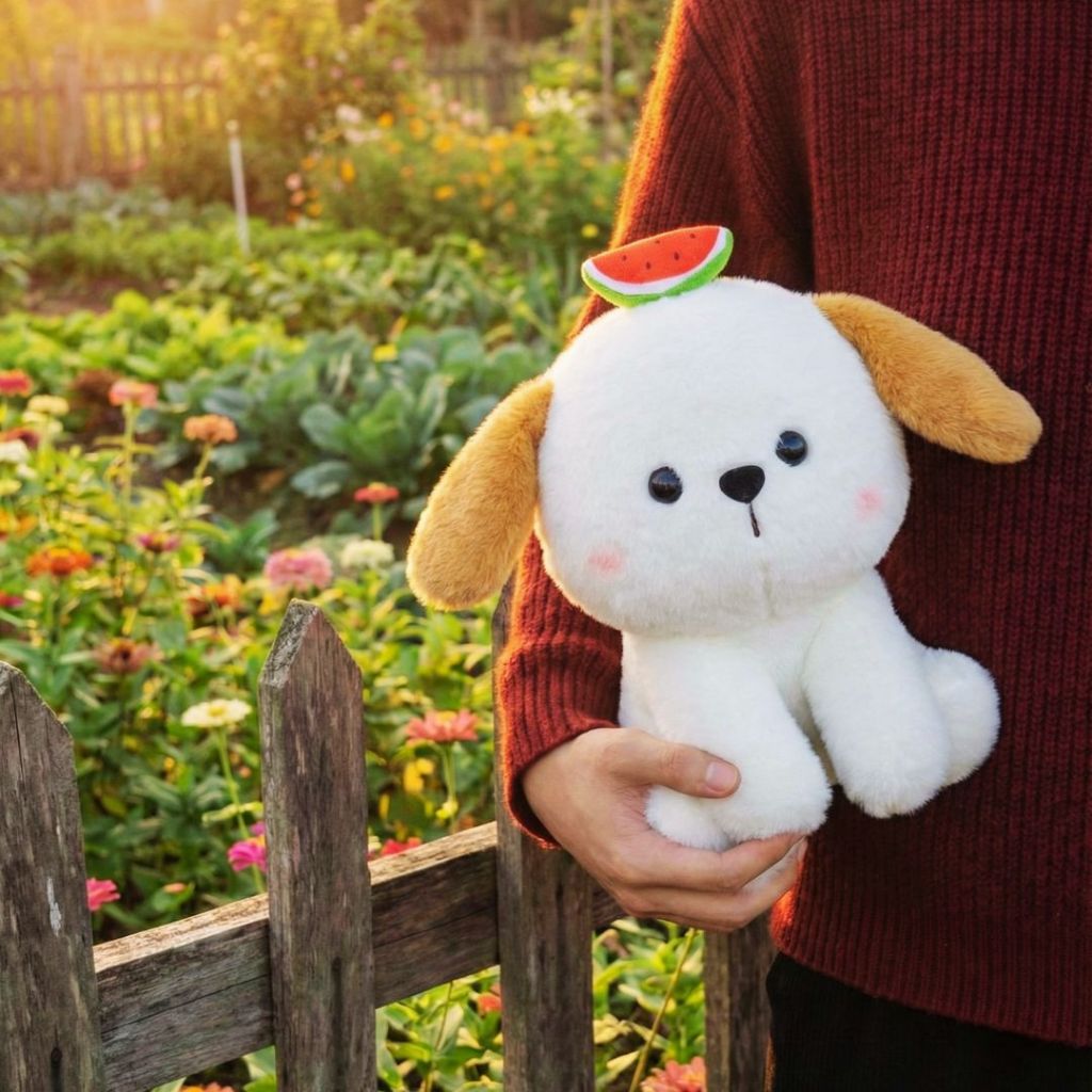 Gấu Bông Chó Cún Đội Dưa Hấu-Bò Sữa Đội Bơ, Thú Nhồi Bông Mini Cao Cấp Làm Quà Tặng Sinh Nhật, Decor Bàn Học