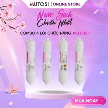 Combo 4 Lõi Lọc Nước chức năng MUTOSI TKNO - Lõi T33/GAC, Khoáng đá, Alkaline Hydrogen, Nano bạc