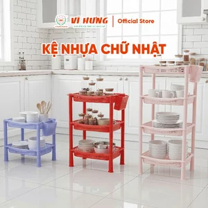 Kệ Chữ Nhật Đa Năng Cỡ Nhỏ Vĩ Hưng - Kệ Chén Nhựa PP Nhiều Tầng, Kèm Ống Đựng Muỗng Đũa