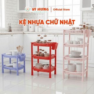 Kệ Chữ Nhật Đa Năng Cỡ Nhỏ Vĩ Hưng - Kệ Chén Nhựa PP Nhiều Tầng, Kèm Ống Đựng Muỗng Đũa