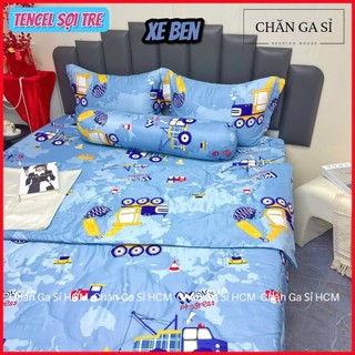 🌬SIÊU ĐẸP️️🌬Bộ Ga Gối Lụa Lyocell Sợi Tre Xe Ben Thoáng Mát, Mền Chần Bông Mềm Mịn_Chăn ga sỉ HCM