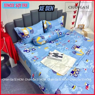 🌬SIÊU ĐẸP️️🌬Bộ Ga Gối Lụa Lyocell Sợi Tre Xe Ben Thoáng Mát, Mền Chần Bông Mềm Mịn_Chăn ga sỉ HCM