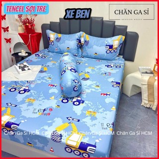 🌬SIÊU ĐẸP️️🌬Bộ Ga Gối Lụa Lyocell Sợi Tre Xe Ben Thoáng Mát, Mền Chần Bông Mềm Mịn_Chăn ga sỉ HCM