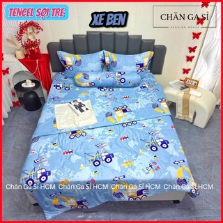 🌬SIÊU ĐẸP️️🌬Bộ Ga Gối Lụa Lyocell Sợi Tre Xe Ben Thoáng Mát, Mền Chần Bông Mềm Mịn_Chăn ga sỉ HCM