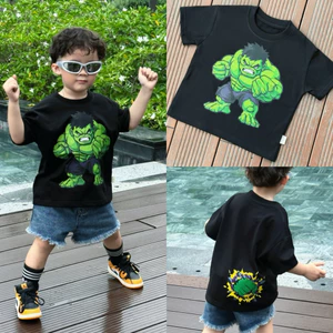 ÁO THUN ĐEN HULK Form Rộng Boxy 100% Cotton Co Dãn 2 Chiều Cho Bé Trai Bé Gái