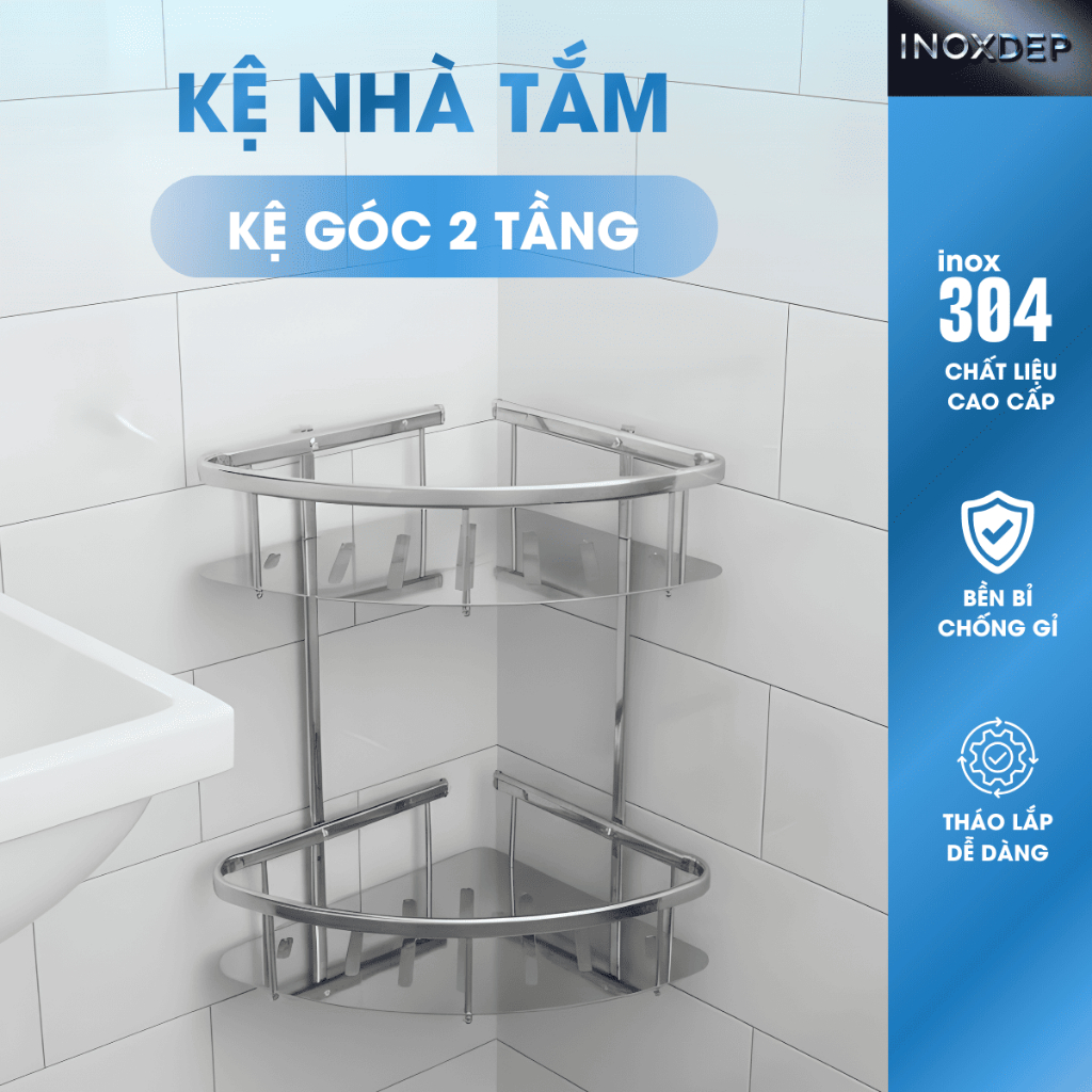 Kệ Góc Nhà Tắm Inox 304 Hàng Loại 1 Cao Cấp 2 Tầng – Chất Liệu Dày ...