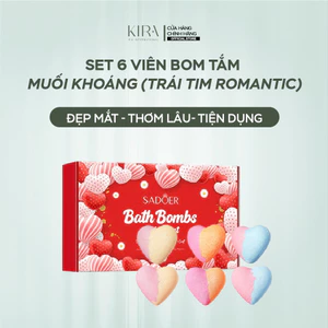 Set 6 viên bom tắm muối khoáng hình trái tim Romantic – Bath Bomb Heart Shape – Hộp quà Valentine đầy lãng mạn.