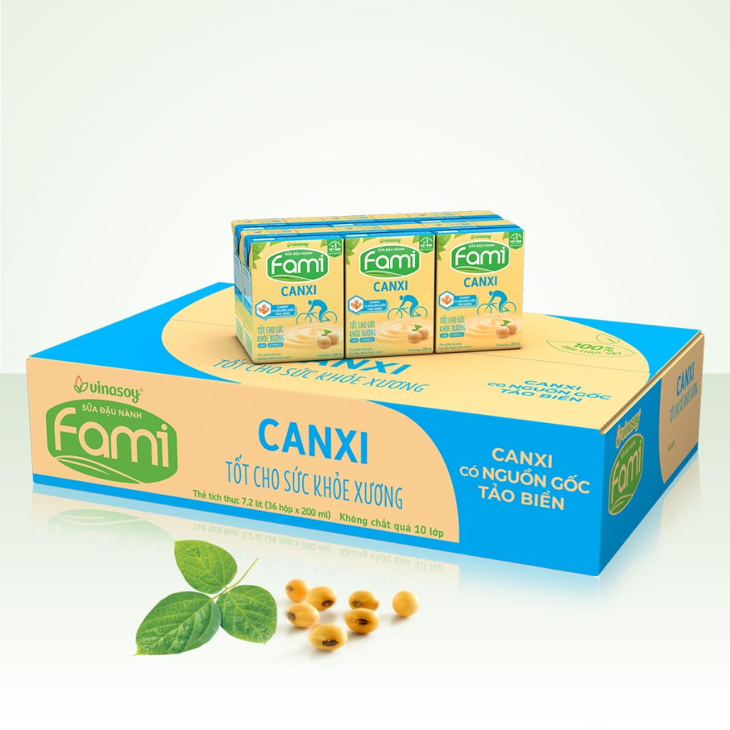Thùng sữa đậu nành Fami Canxi có đường