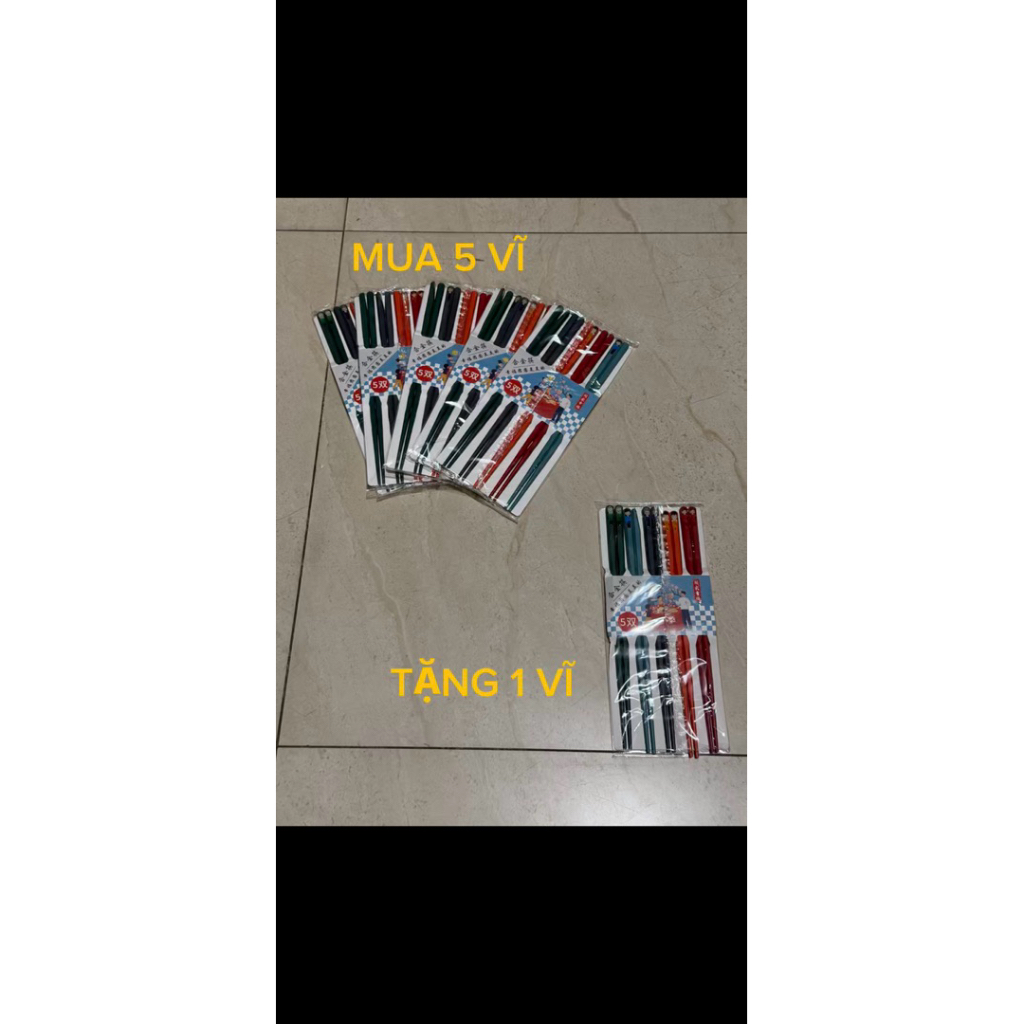 (Mua 5 Vĩ Tặng 1 Vĩ ) Vĩ Đũa Kiểu Nhật 5 Đôi 5 Màu