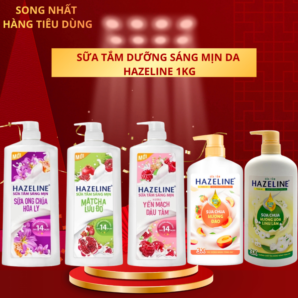 Sữa tắm dưỡng sáng mịn Hazeline 1KG, Sữa tắm nâng tone  da Hazeline 670g