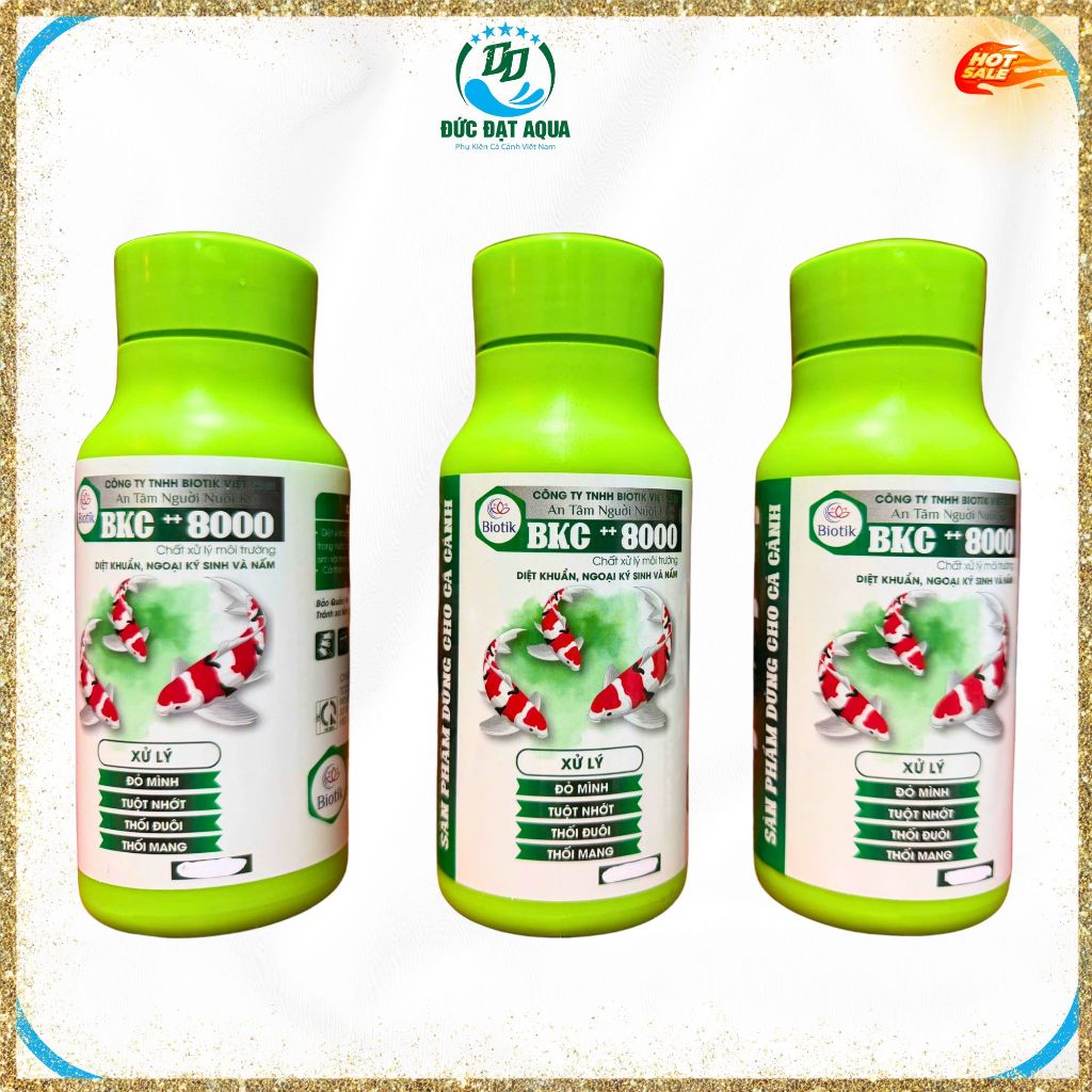 BKC ++ 8000 XỬ LÝ đỏ mình, tuột nhớt, thối đuôi, thối mang, nấm, trên cá. 250ml, biotik. 3
