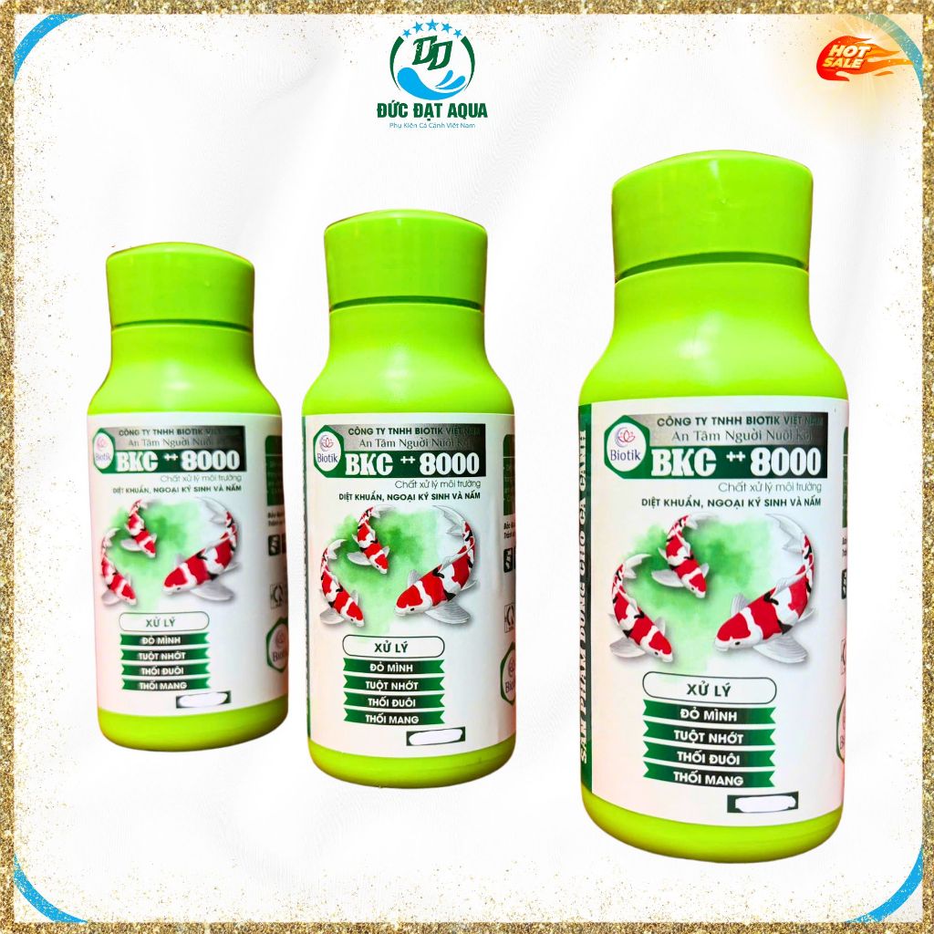 BKC ++ 8000 XỬ LÝ đỏ mình, tuột nhớt, thối đuôi, thối mang, nấm, trên cá. 250ml, biotik. 4