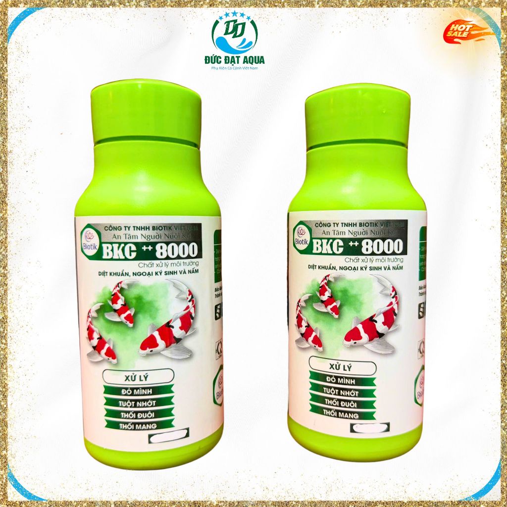 BKC ++ 8000 XỬ LÝ đỏ mình, tuột nhớt, thối đuôi, thối mang, nấm, trên cá. 250ml, biotik.