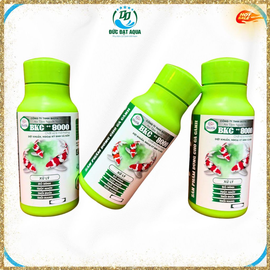 BKC ++ 8000 XỬ LÝ đỏ mình, tuột nhớt, thối đuôi, thối mang, nấm, trên cá. 250ml, biotik. 6