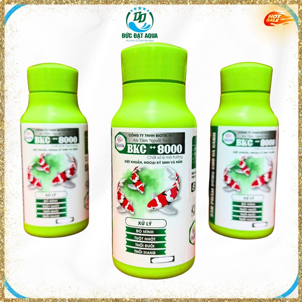 BKC ++ 8000 XỬ LÝ đỏ mình, tuột nhớt, thối đuôi, thối mang, nấm, trên cá. 250ml, biotik. 5