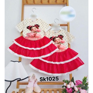 Set Áo Thun Cotton Chân Váy Tầng Bé Gái | Bộ Váy Bé Gái Dễ Thương, Mềm Mát