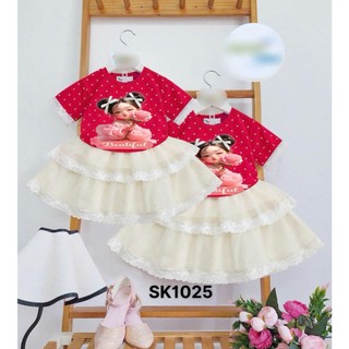 Set Áo Thun Cotton Chân Váy Tầng Bé Gái | Bộ Váy Bé Gái Dễ Thương, Mềm Mát