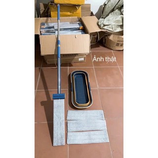 Bộ Chổi Lau Nhà tự vắt Kèm Chậu gấp gọn + 4 Miếng bông lau Lau