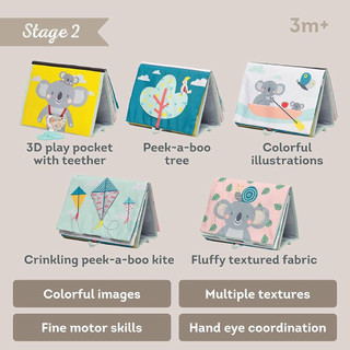 Sách Vải TAF TOYS Hỗ Trợ Tập Lẫy Koala, Đồ Chơi Phát triển Giác Quan Cho Bé Từ  Tummy Time Book
