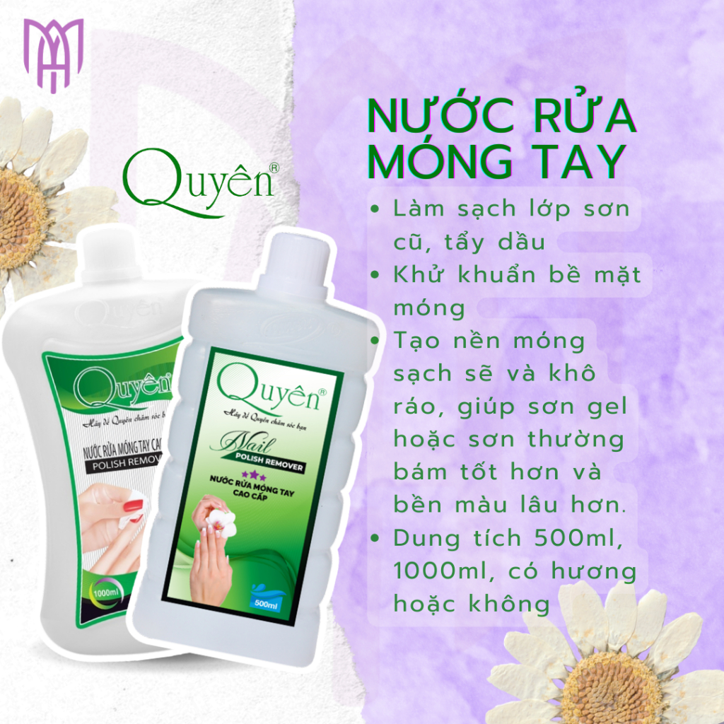 Nước Rửa Móng Tay Cao Cấp Chính Hãng Quyên Aceton - 500ml, 1000ml - Có Hương, Không Hương