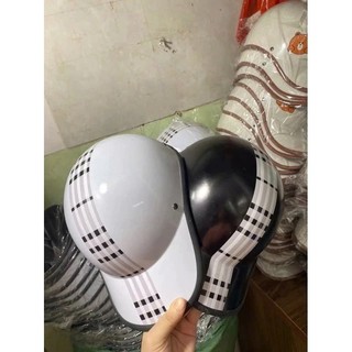 Combo 2 Mũ Bảo Hiểm Lưỡi Trai Sọc Kẻ Đen Trắng Thời Trang Nam Nữ