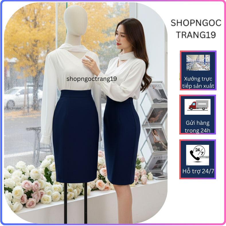 Chân Váy Bút Chì Công Sở Dáng Dài 60cm Qua Gối, 2 Lớp Vải Vitex Cao Cấp – Có Big Size (CV34)