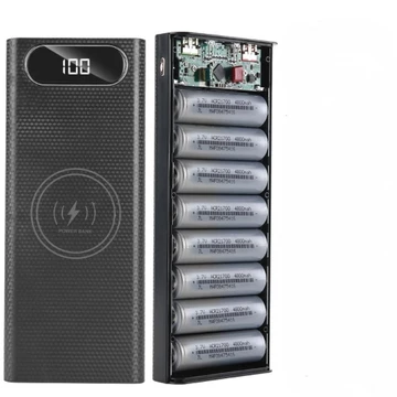 Box Sạc Dự Phòng ( Không Có Pin ) Chứa 8 Viên Pin 21700 Sạc Nhanh 22,5 Sạc Nhanh Không Dây 15W Có Đèn Pin