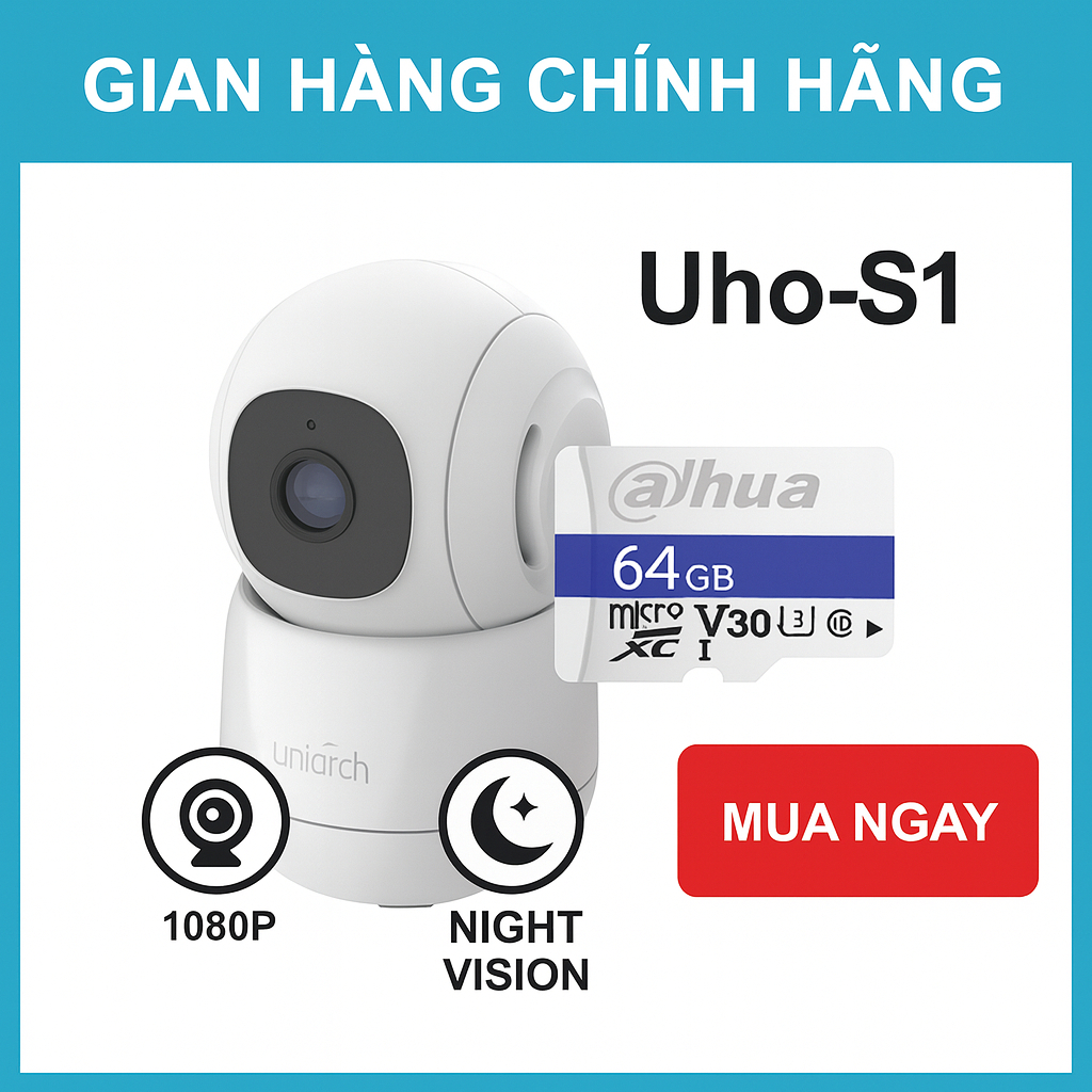 Camera WiFi UNIARCH UHO-S2 Full HD – Góc Nhìn 360°, Phù Hợp Gia Đình, Cửa Hàng