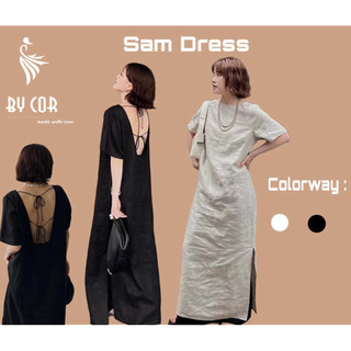 Sam Dress /By Cor/ Đầm Linen tay ngắn 2 lớp hở lưng