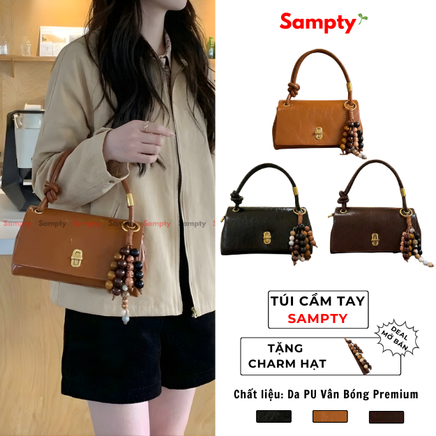 [TẶNG KÈM CHARM] Túi Xách Tay 𝐒𝐚𝐦𝐩𝐭𝐲 Dáng Đứng Basic Dễ Sử Dụng Phong Cách Hàn Quốc