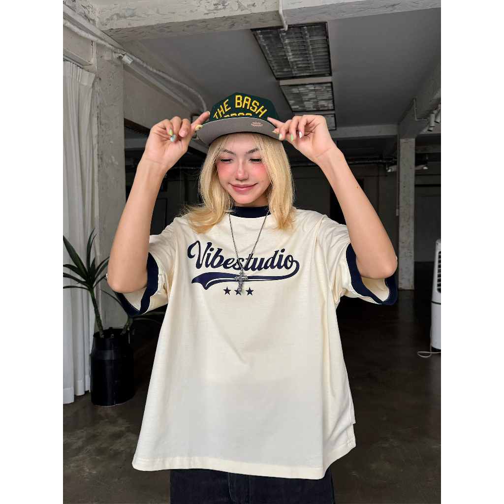 Áo Thun Phối Tay Local Brand VIBESTU " Kingdom & Vibestudio ", Áo Thun Boxy Form Rộng Unisex 250Gsm 100% Cotton