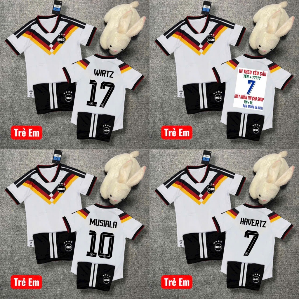 ✅[Free Ship]✅Bộ Quần Áo Bóng Đá Trẻ Em Đội Tuyển Đức Word Cup 2026- Vải Mè Cao Cấp Chất Mát, Vải Lỗ Thoáng Khí