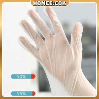 Homee.cok Túi 100 Găng Tay Vinyl Dùng 1 Lần Làm Bếp Vệ Sinh Thực Phẩm, Đánh Mỡ Bụng, Giảm Béo Spa