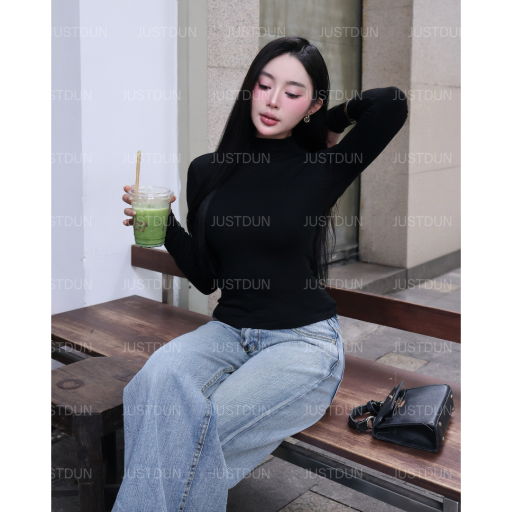 [BẢN MỚI LÓT LÔNG] Áo Thun Nữ Ôm Body JUSTDUN 822 -Cotton Lông Mịn Cao Cấp, Cổ Cao 5CM