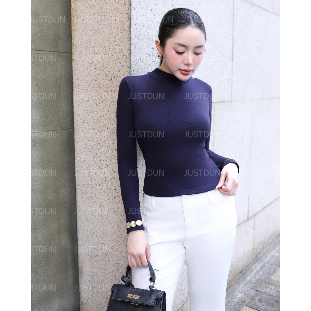 [BẢN MỚI LÓT LÔNG] Áo Thun Nữ Ôm Body JUSTDUN 822 -Cotton Lông Mịn Cao Cấp, Cổ Cao 5CM