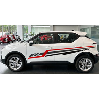 Tem 2 bên Sườn Xe Ô tô VF5,Tem, Team Decal Oto-Tem 2 bên sườn Cực Chất, Hàng 3 Lớp Chất Lượng Cao ,Teams chỉ xám