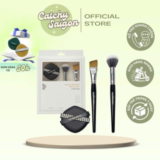 [GUOXIAONIU] Set 2 Cọ Guoxiaoniu Kèm Mút Tán Nền, Cọ Dàn Nền, Cọ Má Hồng, PSEUDO Natural Makeup Set