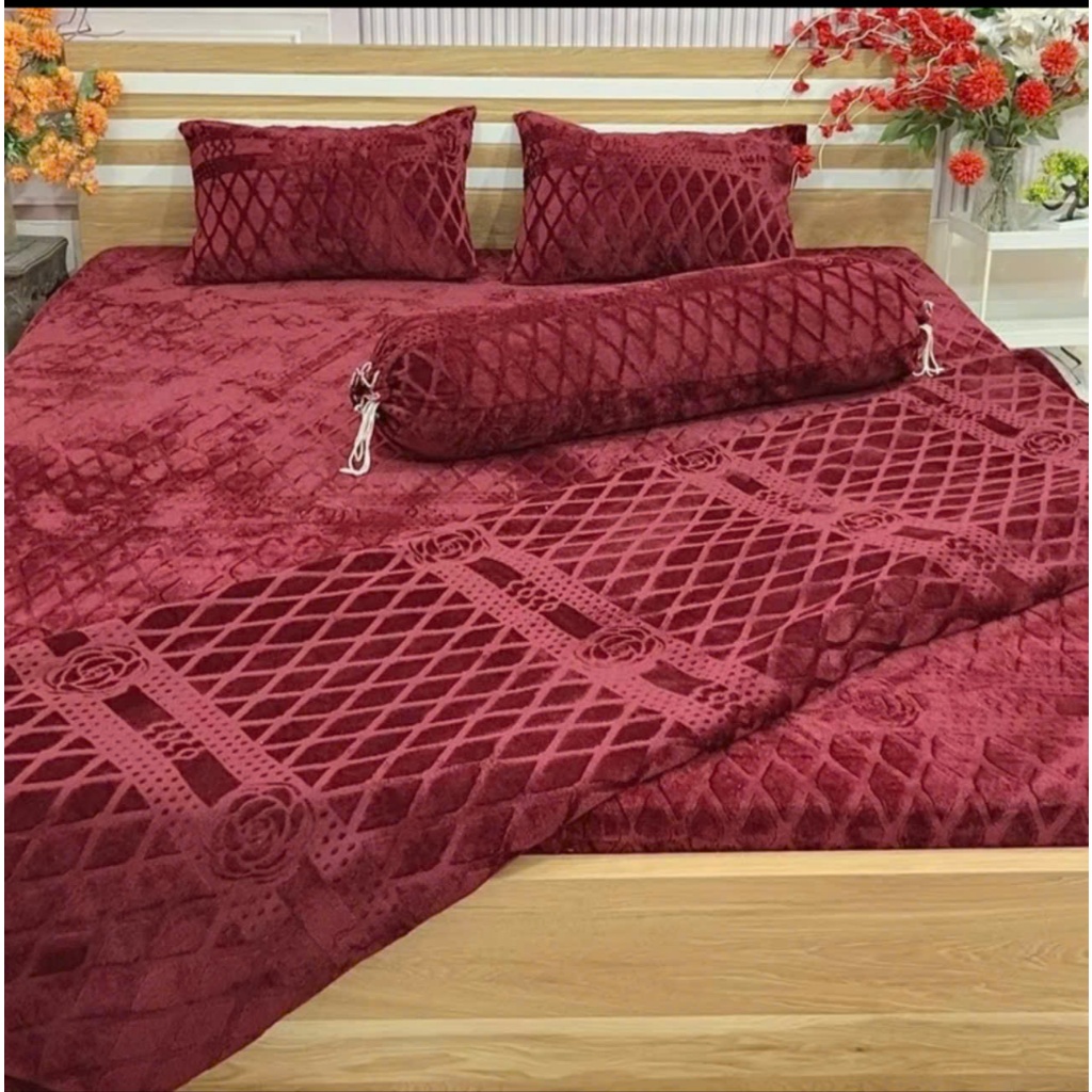 Set 5 Món Chăn Ga Gối Nỉ Nhung COCO Cao Cấp, Mềm Mịn Ấm Áp Giữ Nhiệt Tốt Mùa Đông