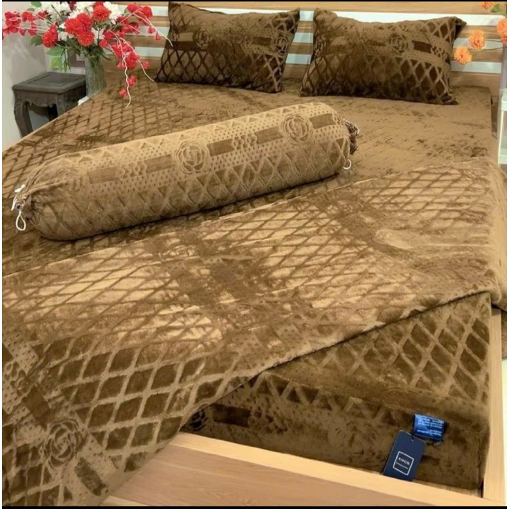 Set 5 Món Chăn Ga Gối Nỉ Nhung COCO Cao Cấp, Mềm Mịn Ấm Áp Giữ Nhiệt Tốt Mùa Đông