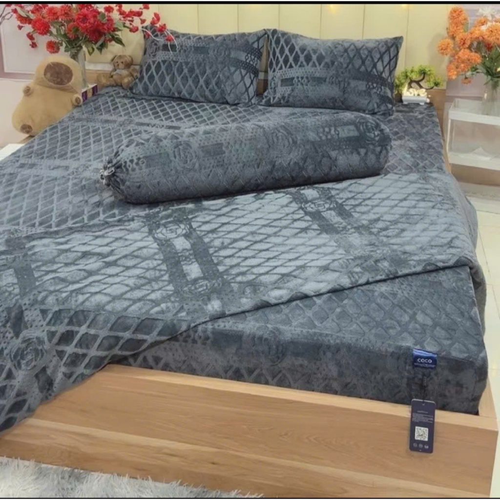 Set 5 Món Chăn Ga Gối Nỉ Nhung COCO Cao Cấp, Mềm Mịn Ấm Áp Giữ Nhiệt Tốt Mùa Đông