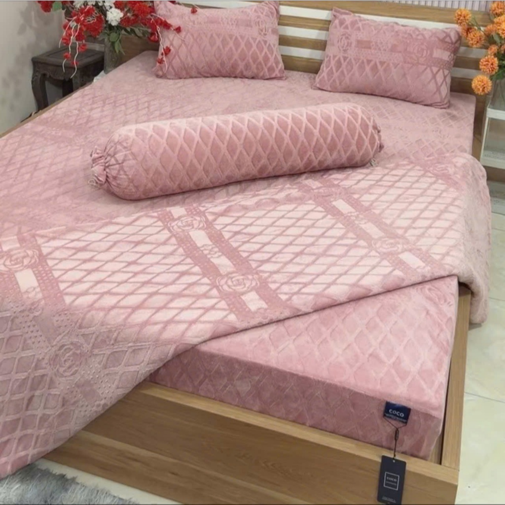 Set 5 Món Chăn Ga Gối Nỉ Nhung COCO Cao Cấp, Mềm Mịn Ấm Áp Giữ Nhiệt Tốt Mùa Đông