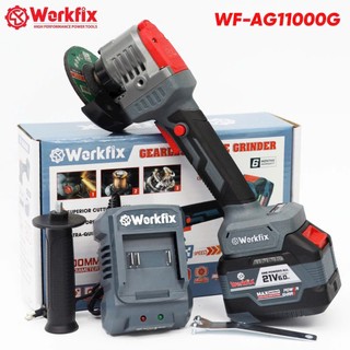 Máy Cắt Mài Pin Không Bánh Răng WORKFIX WF-AG11000G, 3 Tốc Độ, Chống Sốc Đá, Chống Khởi Động Lại.