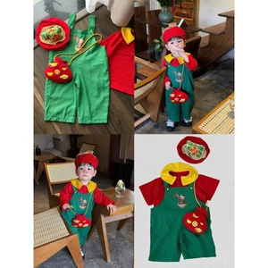 Set Yếm áo+mũ+ túi lì xì Xanh đỏ bánh tét, bánh chưng cho bé diên tết sieu cutteee, chụp hình